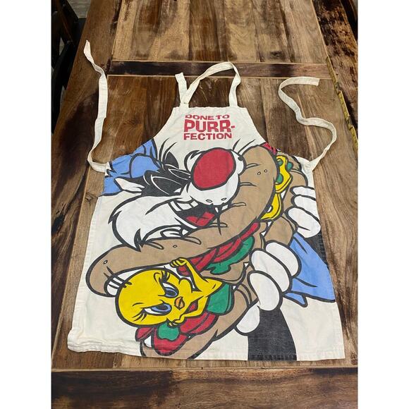 Vintage 80s 90s Looney Tunes Done To Purr-Fection Smock Apron - Picture 1 of 3
